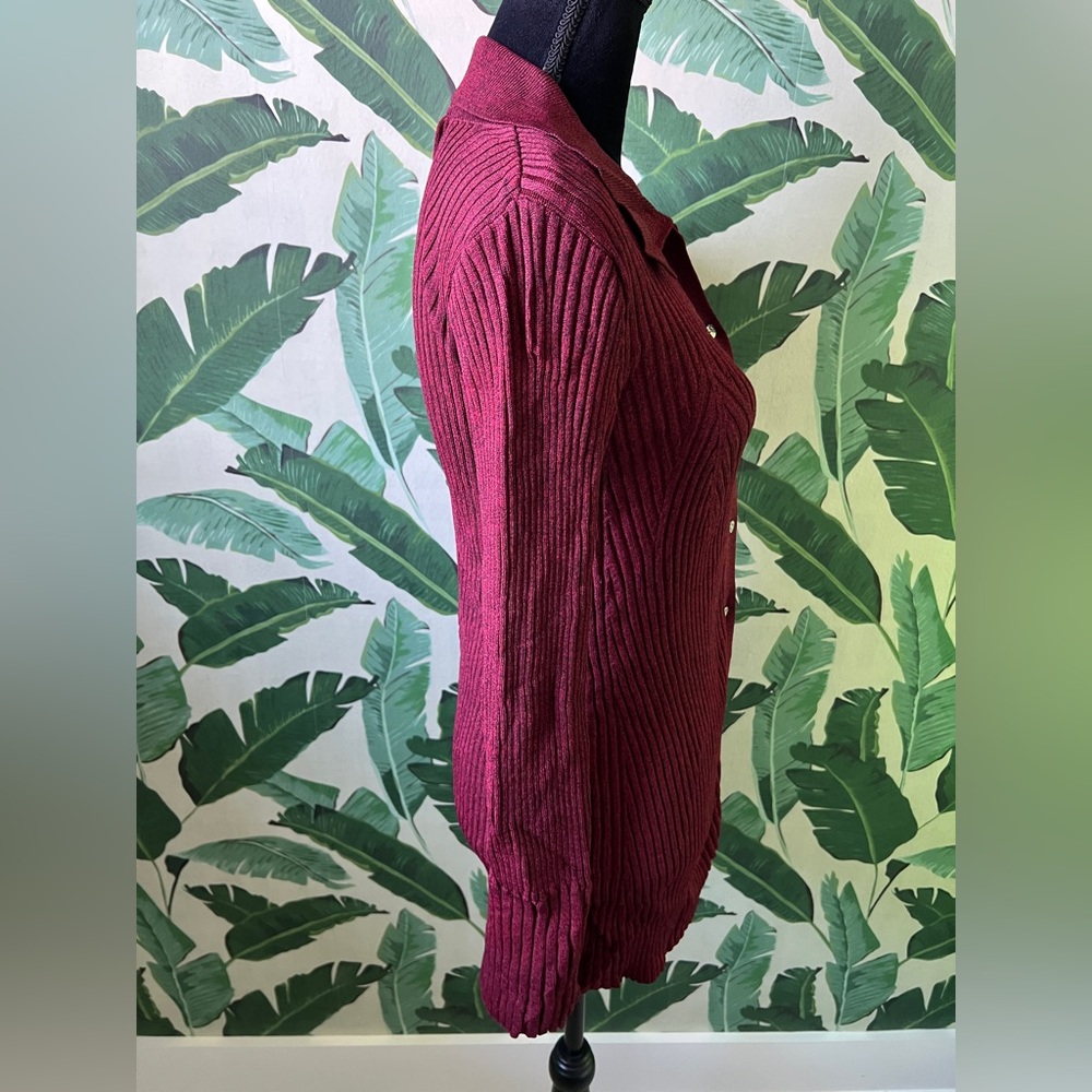 Simon Miller Palo Knit Top Deep Red Button Front Collared Cardigan Sweater XS - Picture 10 of 12